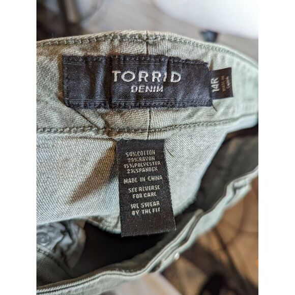 Torrid Jeans Women Sz 14R Gray Green Denim Mid Rise Slim Fit Pants - Picture 5 of 5